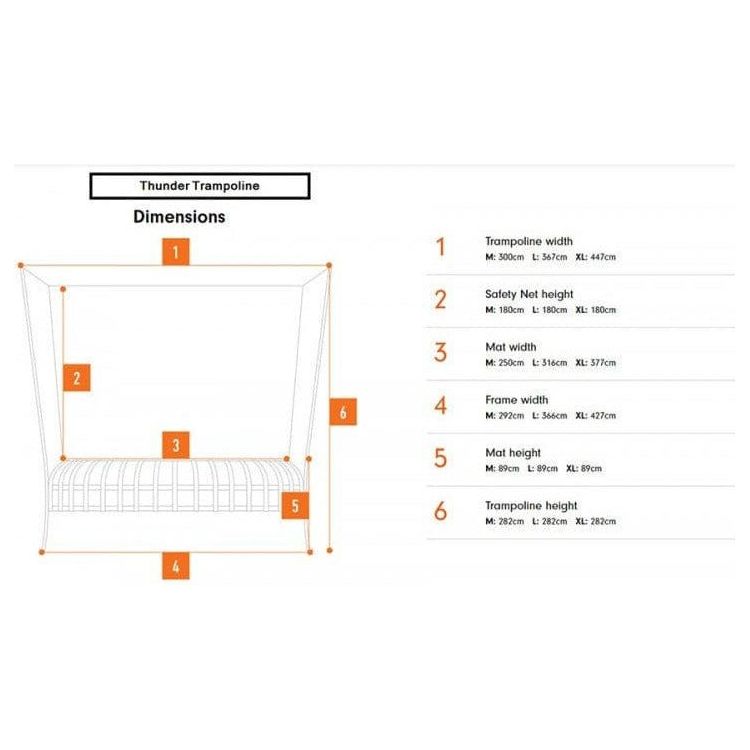 Vuly 12ft Thunder Trampoline dimensions