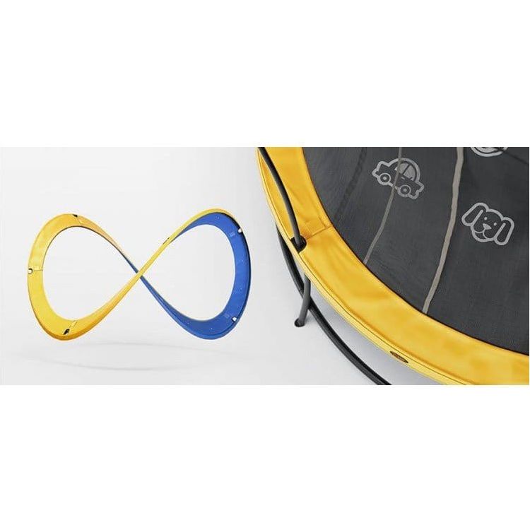 close up of yellow and blueVuly Lift 2 Trampoline spring cover