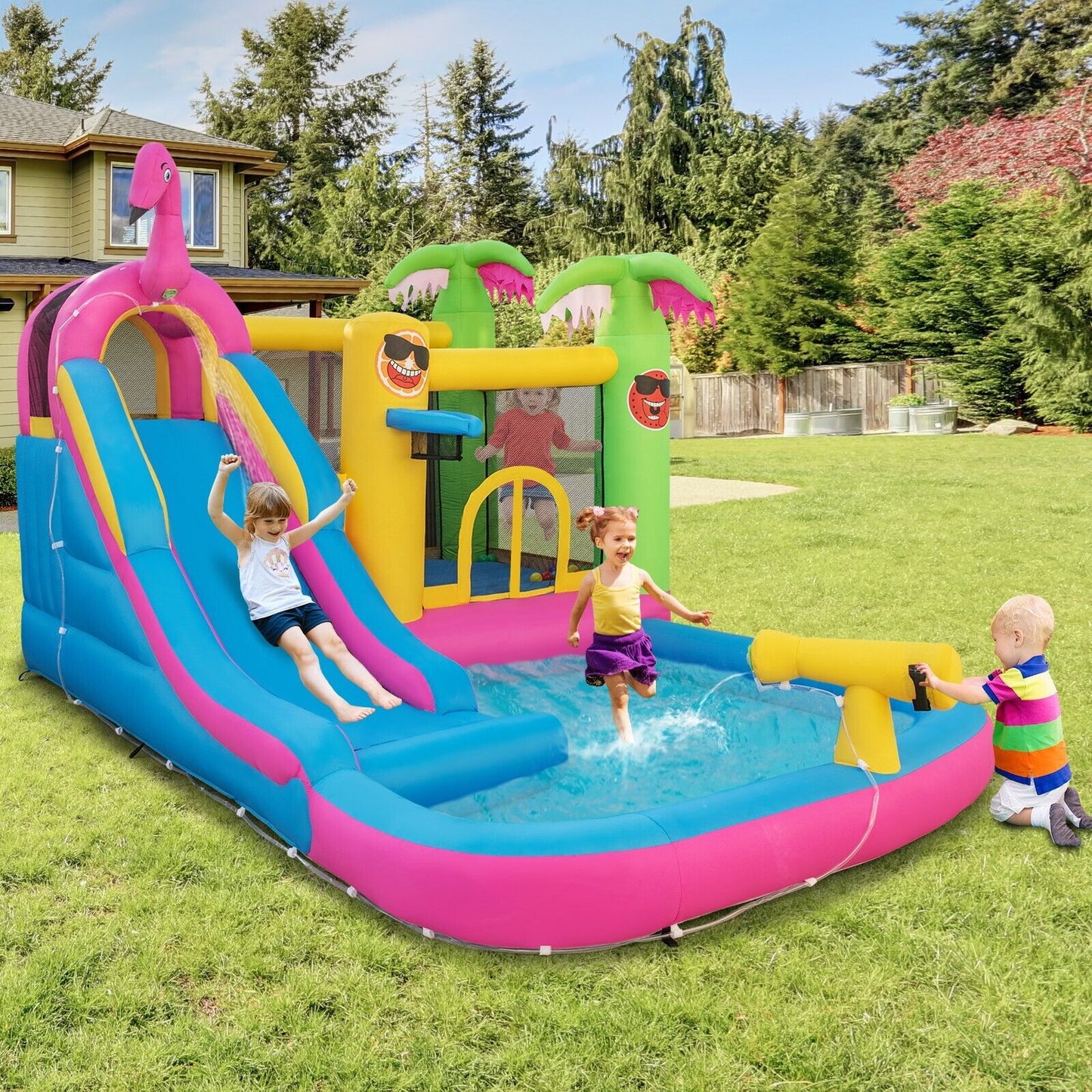 Inflatable Water Slide Bouncy Castle with 680W Air Blower