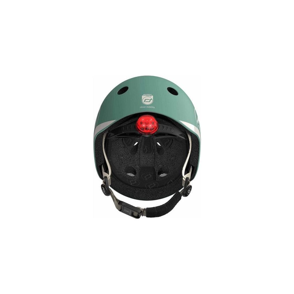 Scoot and Ride Helmet - XXS - S - Forest back with LED light and magnetic strap