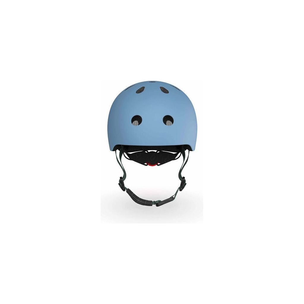 Scoot and Ride Helmet - Steel - XXS- S front with magntic chin strap