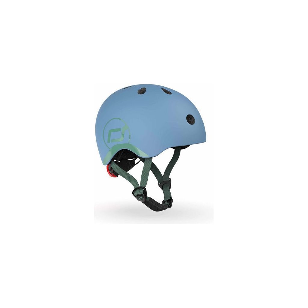 Scoot and Ride Helmet - Steel - XXS- S from angle with logo