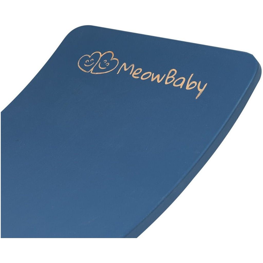 MeowBaby Wooden Balance Board - 80cm x 30cm - Blue logo close up