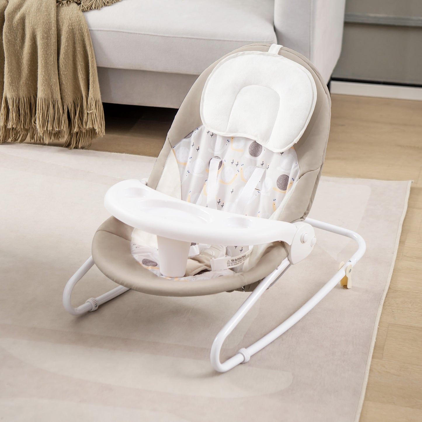 Portable 2-in-1 Baby Swing with 3 Swing Speed and 3 Timer Settings-Beige