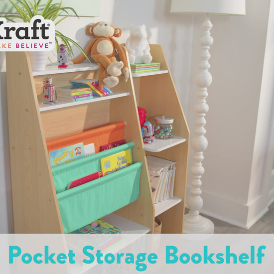 video of KidKraft Pocket Storage Bookshelf - Natural
