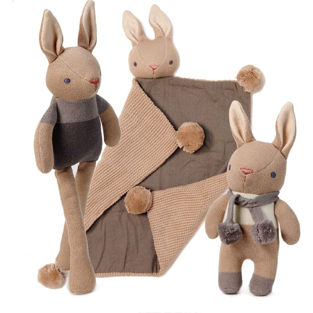 ThreadBear Baby Comforter, Rattle & Doll Bundle in Taupe - The Online Toy Shop1