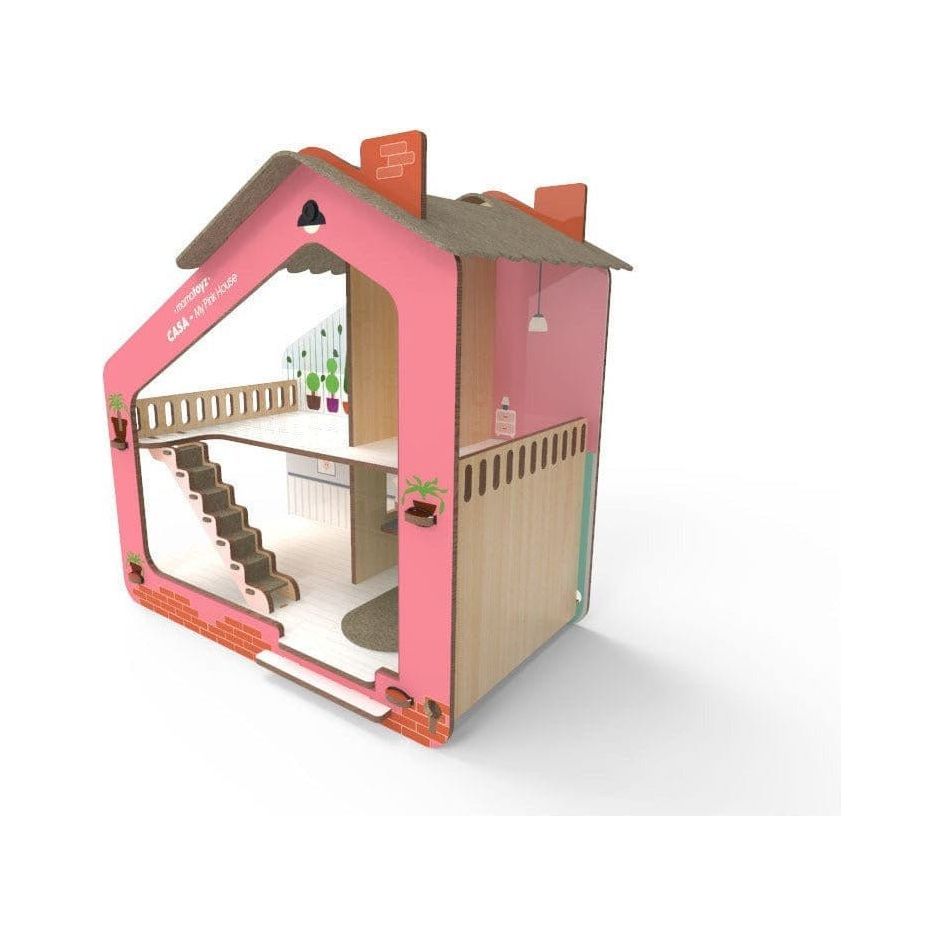 Mama Toyz Wooden Casa Pink House stairs