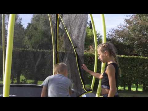 kids jumping on Telstar 7 x 10ft Oval Orbit Trampoline And Enclosure