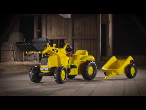 video of Rolly Toys Caterpillar Tractor with Frontloader & Trailer