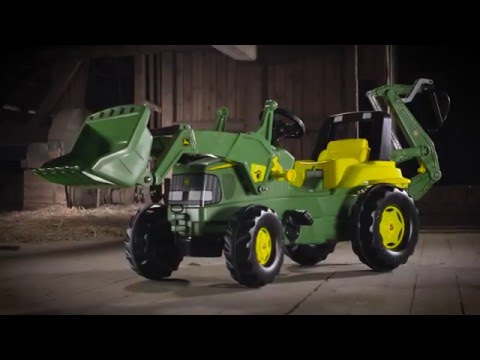 video of Rolly Toys John Deere Tractor With Frontloader & Rear Excavator