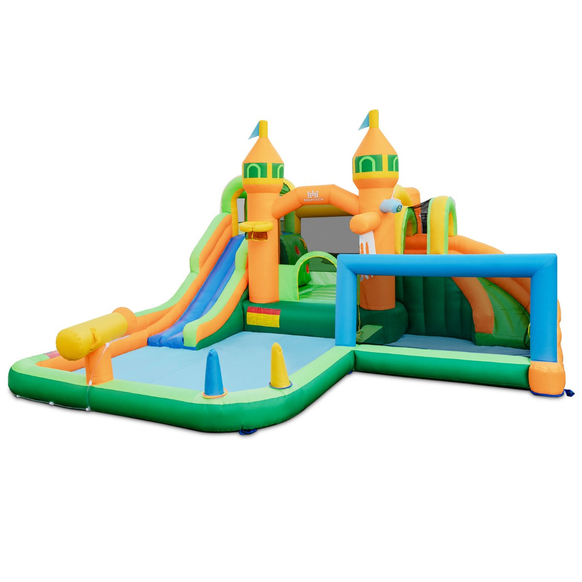 Inflatable Water Park with Slides, Splash Pools, Climbing Wall & Goal