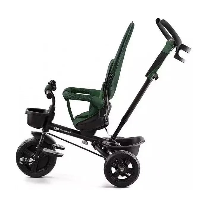 Kinderkraft Aveo Tricycle - Green side with adult handlebars and backrest