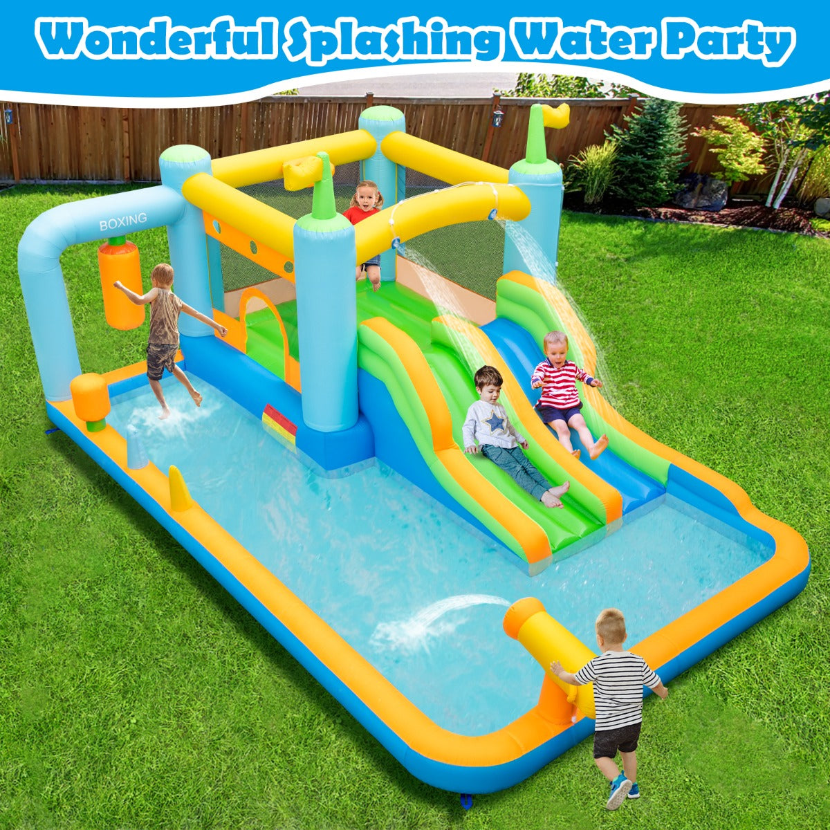 Inflatable Bouncy Castle & Water Park with Dual Slides