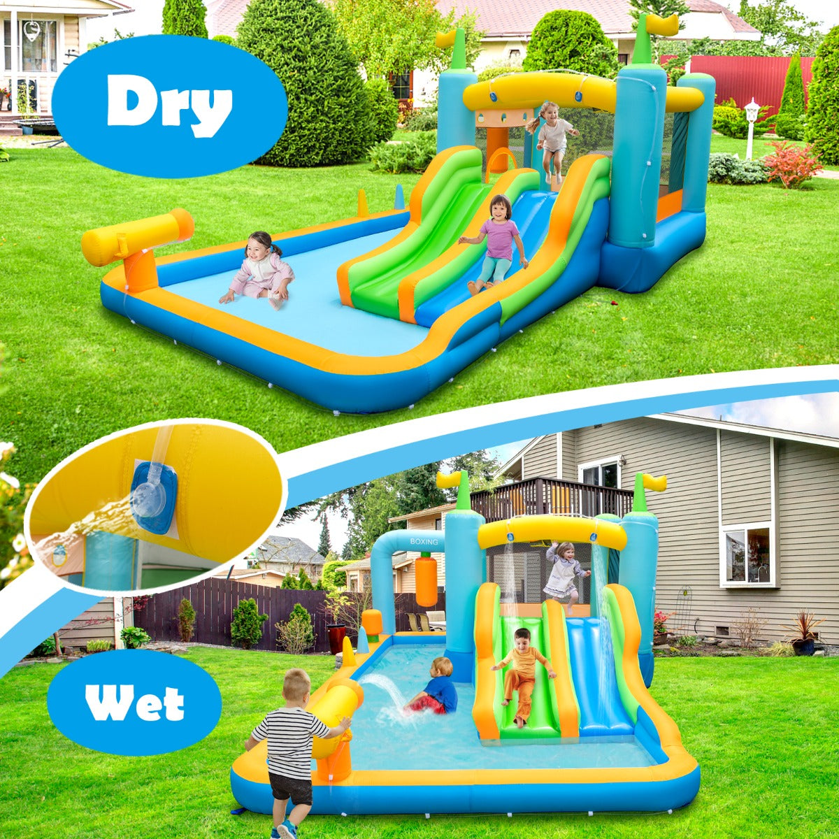 Inflatable Bouncy Castle & Water Park with Dual Slides