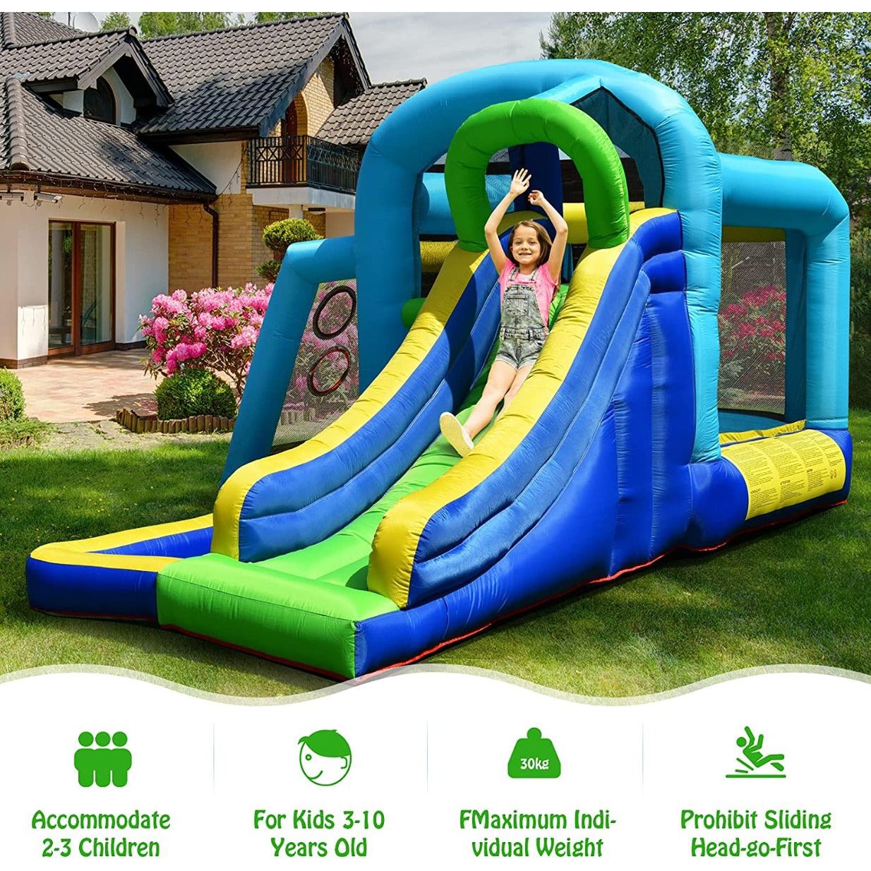 Inflatable Bouncy Castle With Splash Pool, Slide and Ball Pit