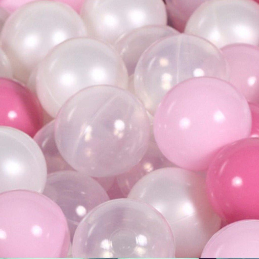 pink, clear and pearl ball pit balls