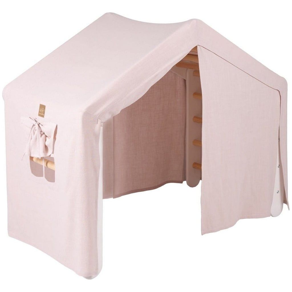 Indoor Ladder Playhouse with pink tent cover open
