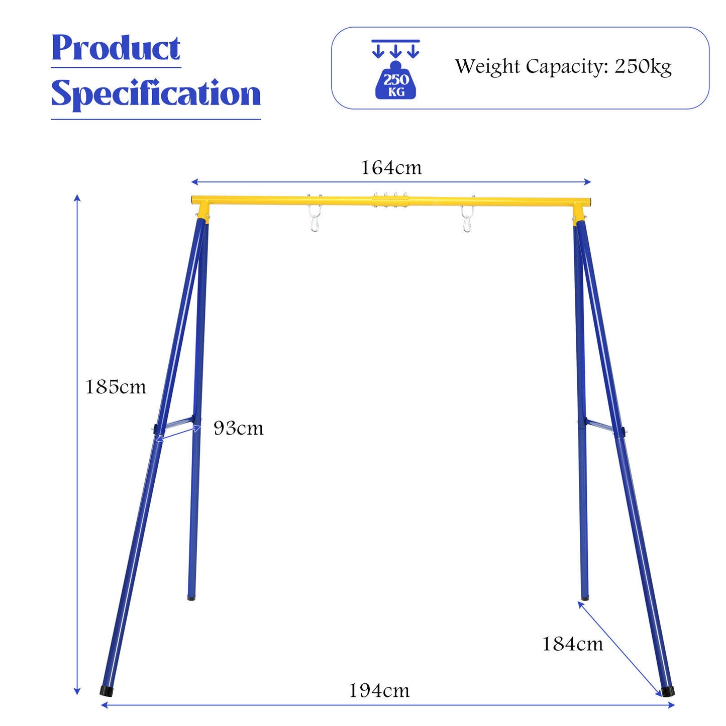 Metal Swing Frame with Ground Stakes and Carabiners