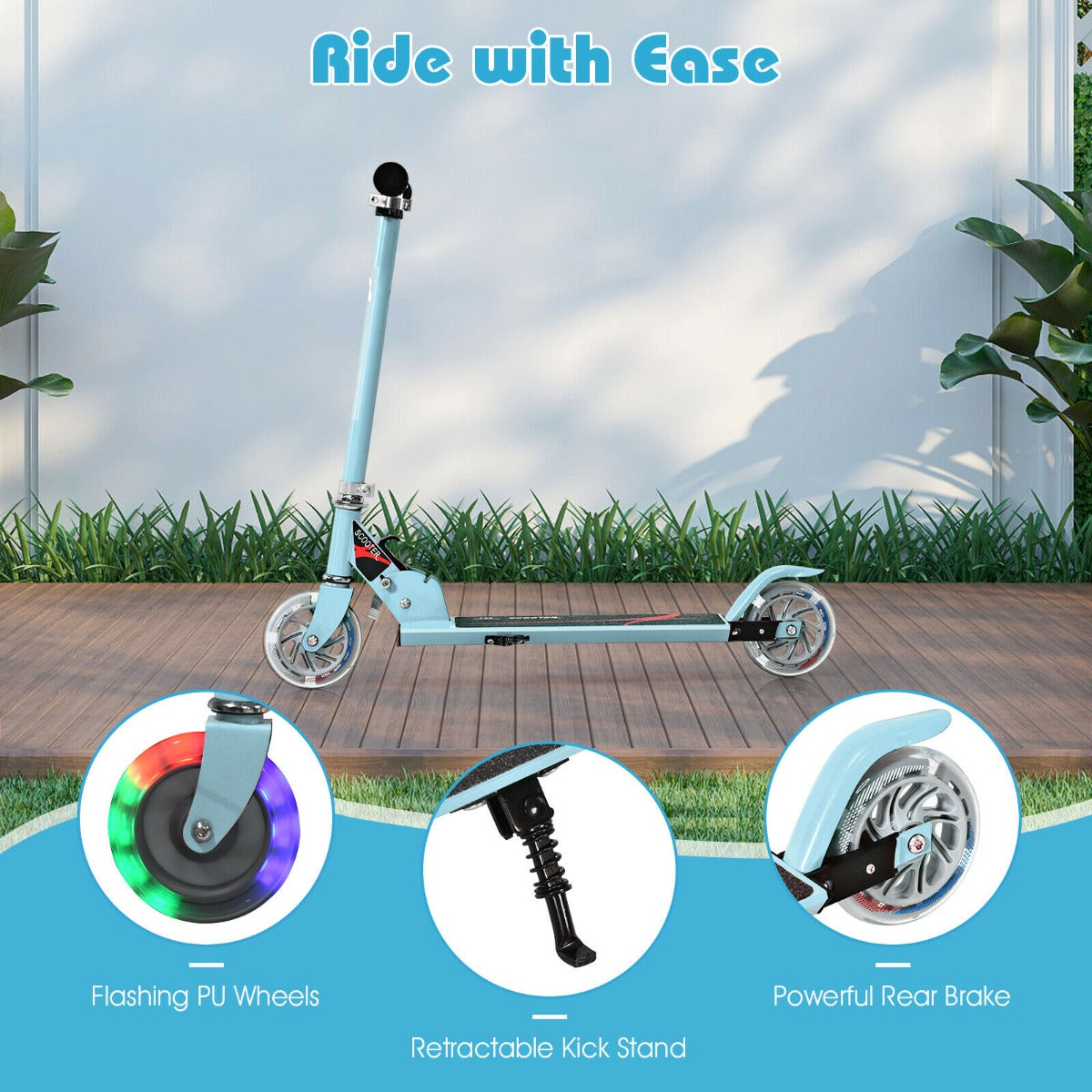 Kids Aluminum Folding Stunt Scooter with LED Wheels-Navy