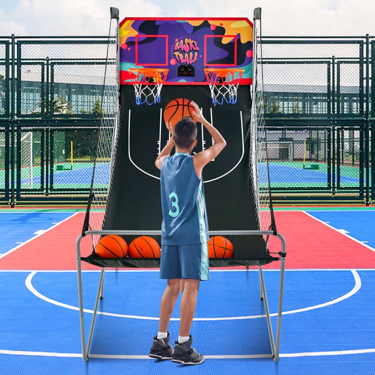 Foldable Basketball Arcade Game-Purple