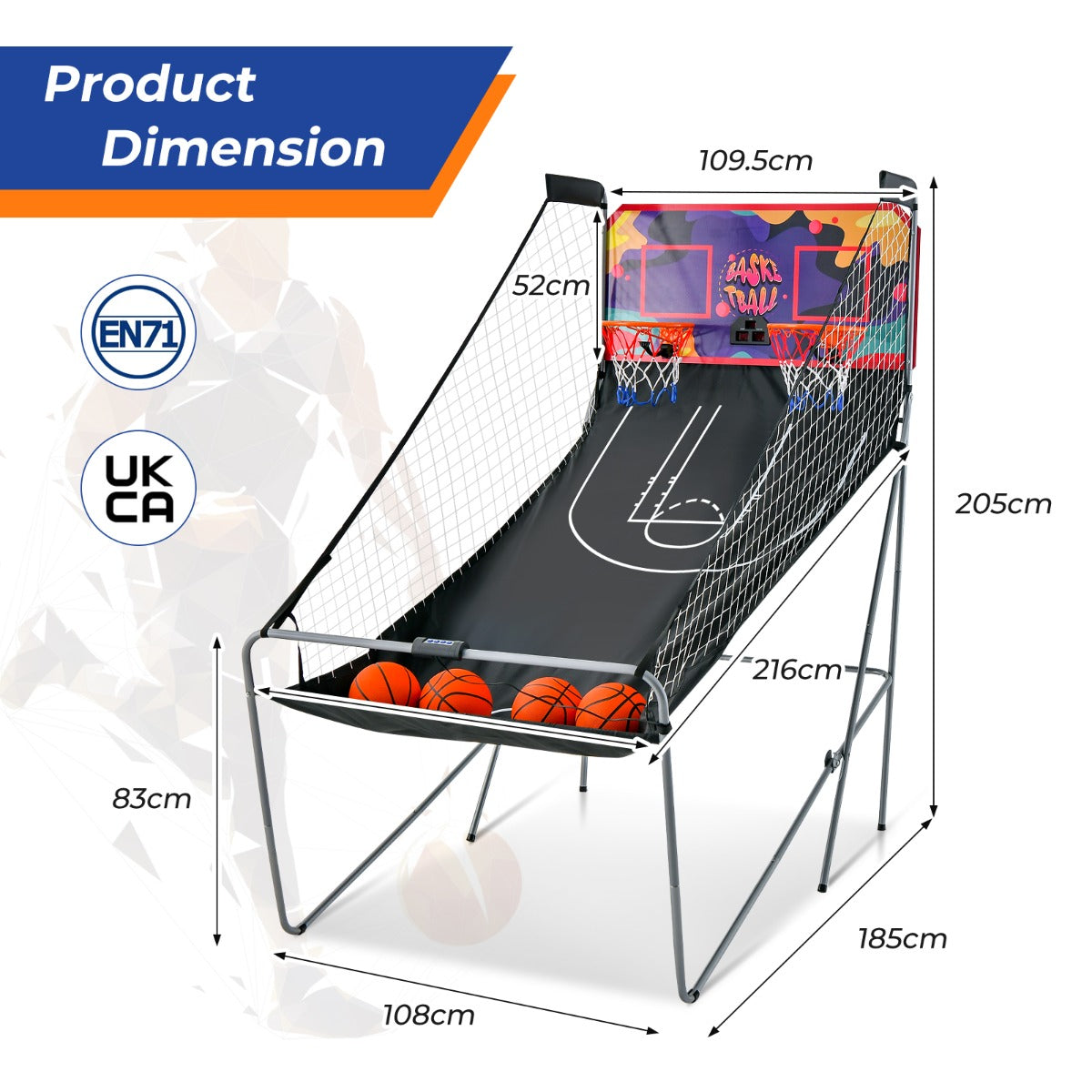 Foldable Basketball Arcade Game-Purple