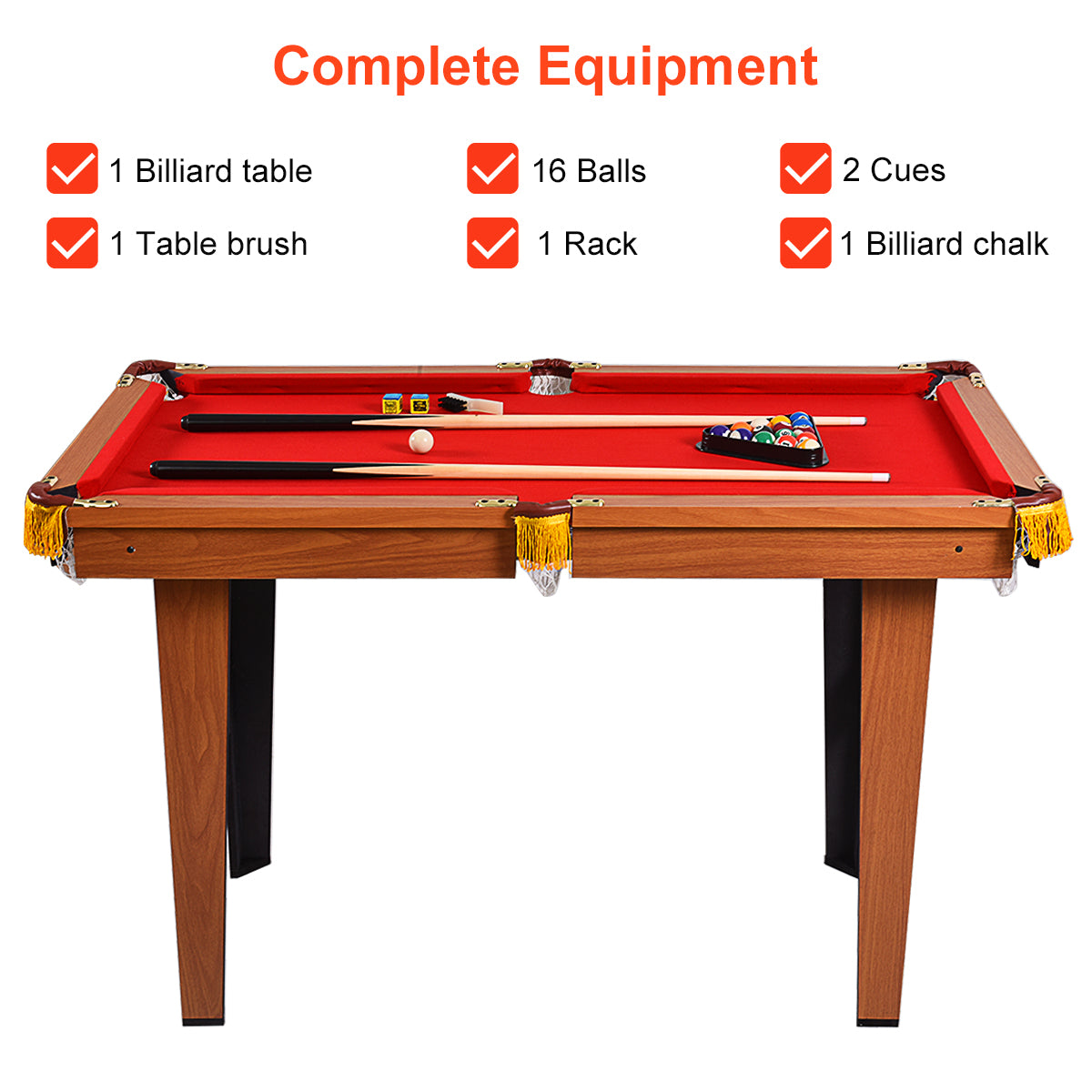 Billiards Table with Anti-collision Corner and Selected Red Velvet Cloth