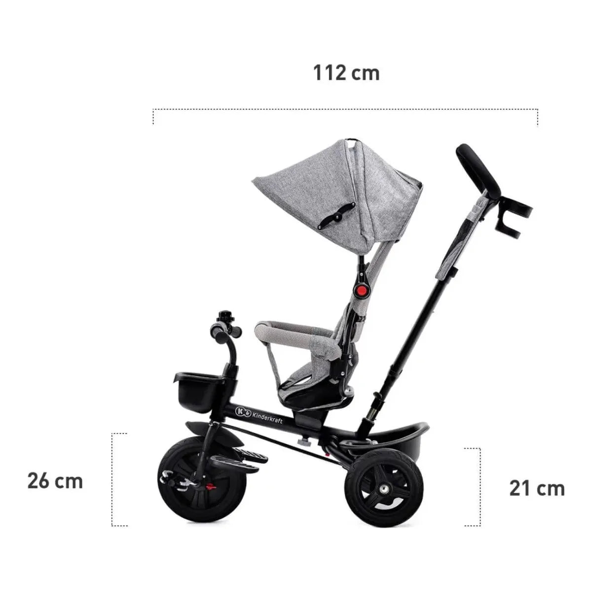 Kinderkraft Aveo Tricycle - Grey dimensions