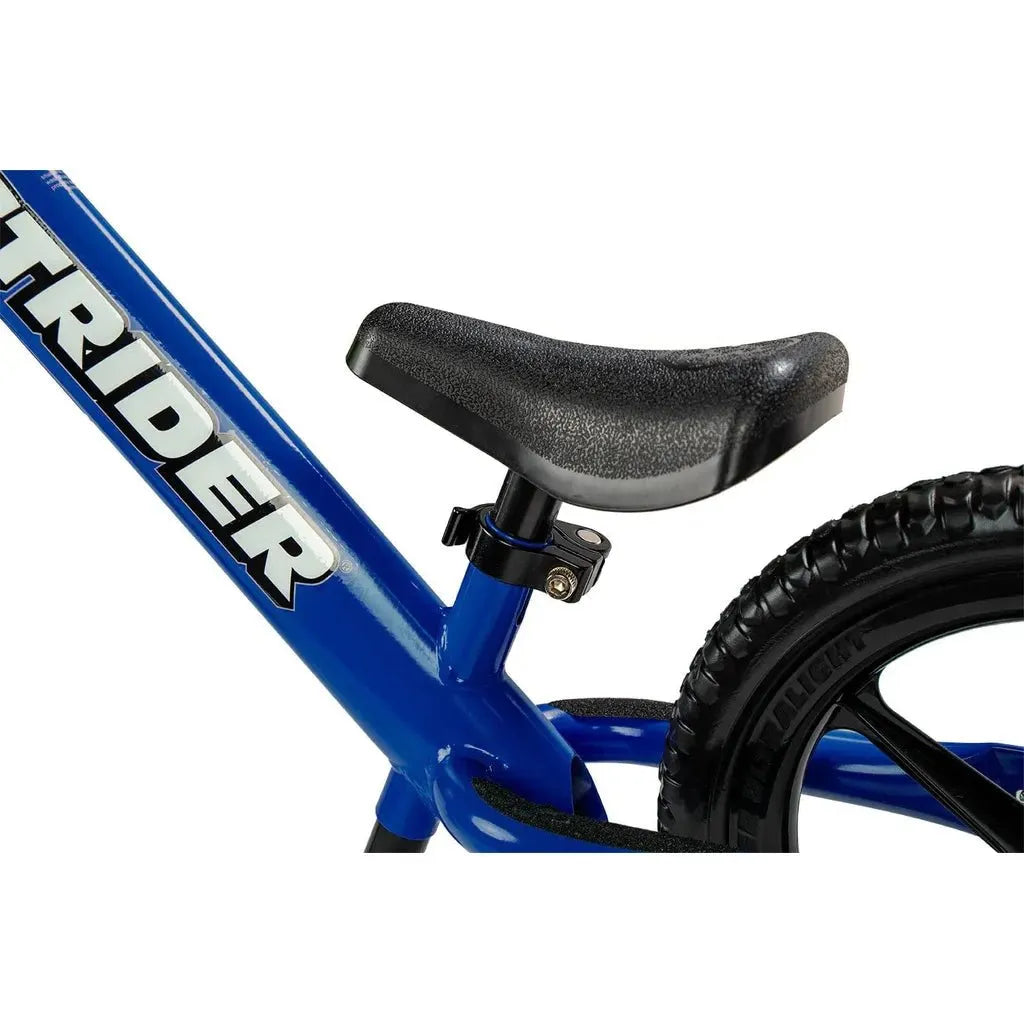 Strider Classic 12 inch Balance Bike - Blue seat close up