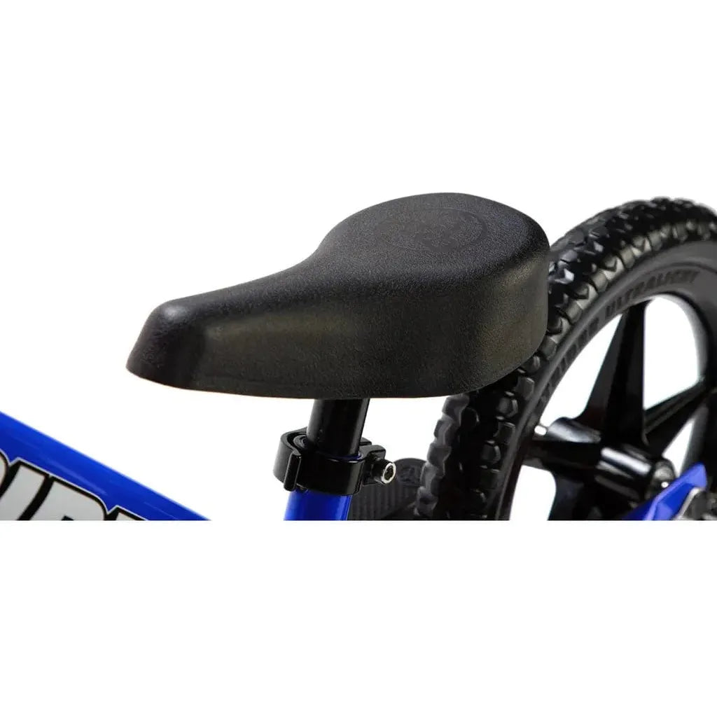Strider Sport 12 inch Balance Bike - Blue seat close up
