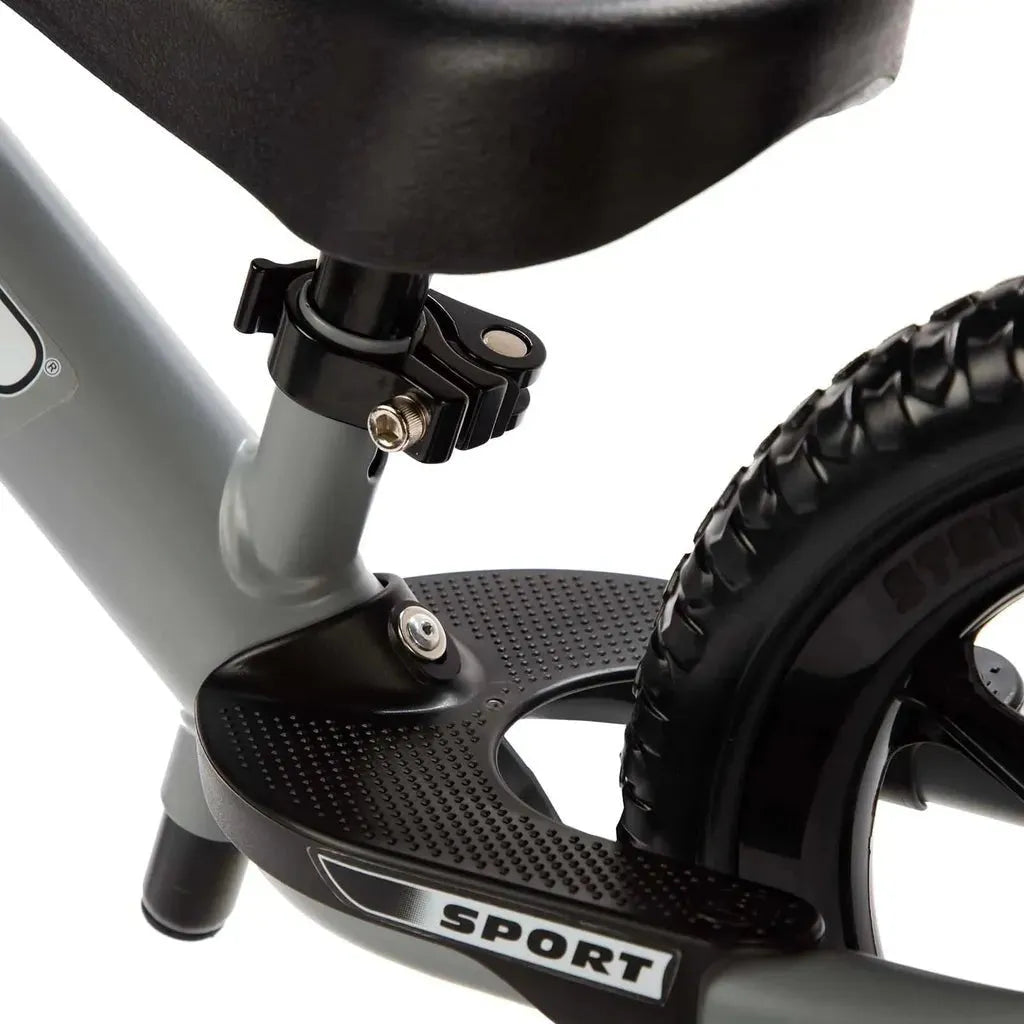 Strider Sport 12 inch Balance Bike - Matte Grey footrest close up