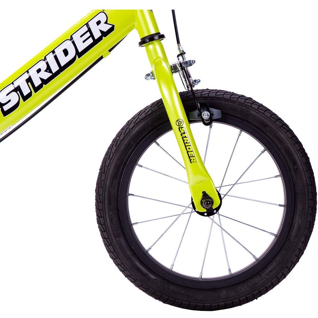 Strider 14x Balance Bike - Green front wheel close up