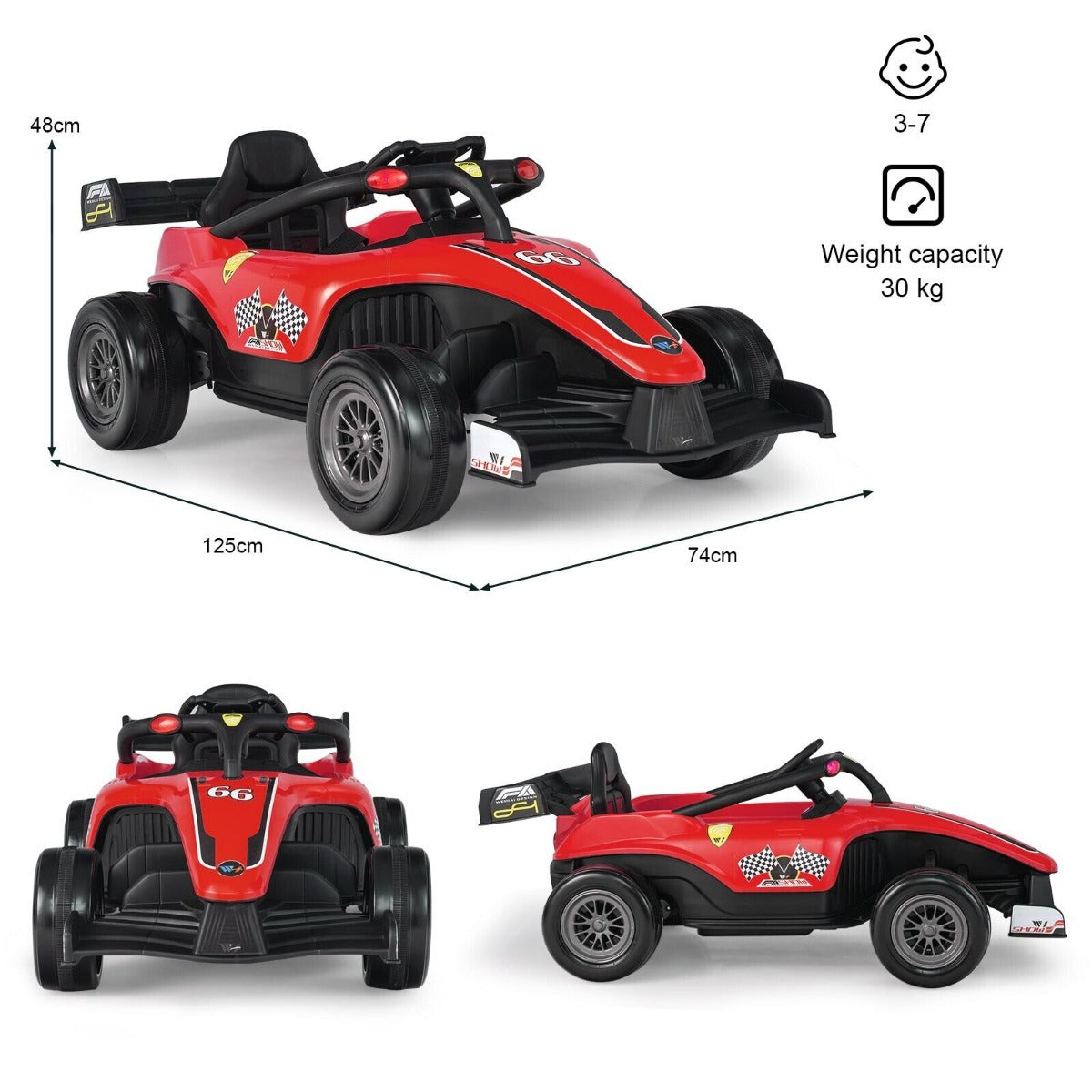 12V Battery Powered Kids Ride on Car with Remote Control and MP3 Music-Red