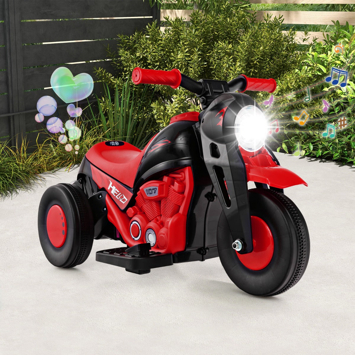 6V Electric Kid Ride on Motorcycle with Bubble Maker-Red