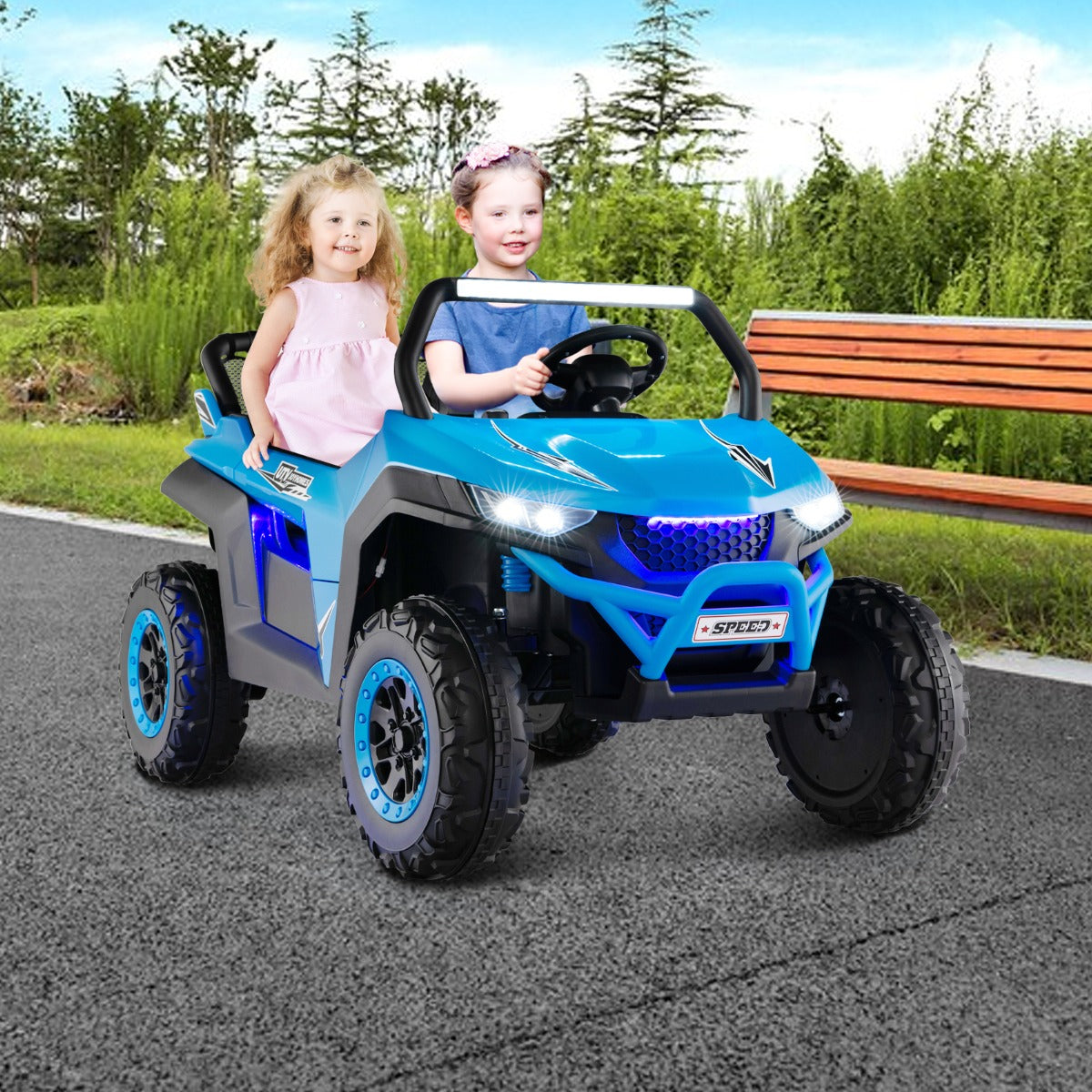 12V Battery Powered Electric Car 2-Seater Kids Ride on UTV-Blue