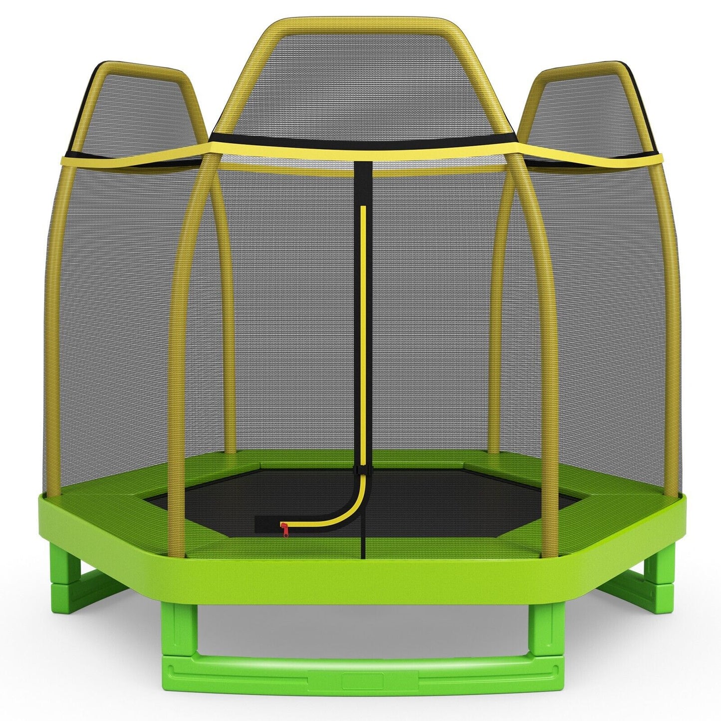 7 Feet Kids Trampoline with Safety Enclosure Net-Green