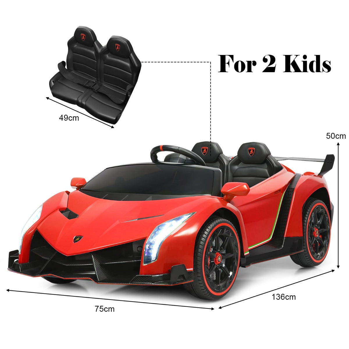 Kids Ride On Car with 2.4G Remote Control-Red