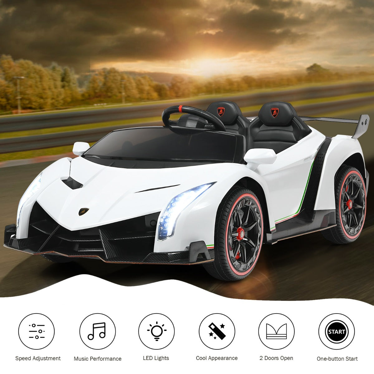 Kids Ride On Car with 2.4G Remote Control-White