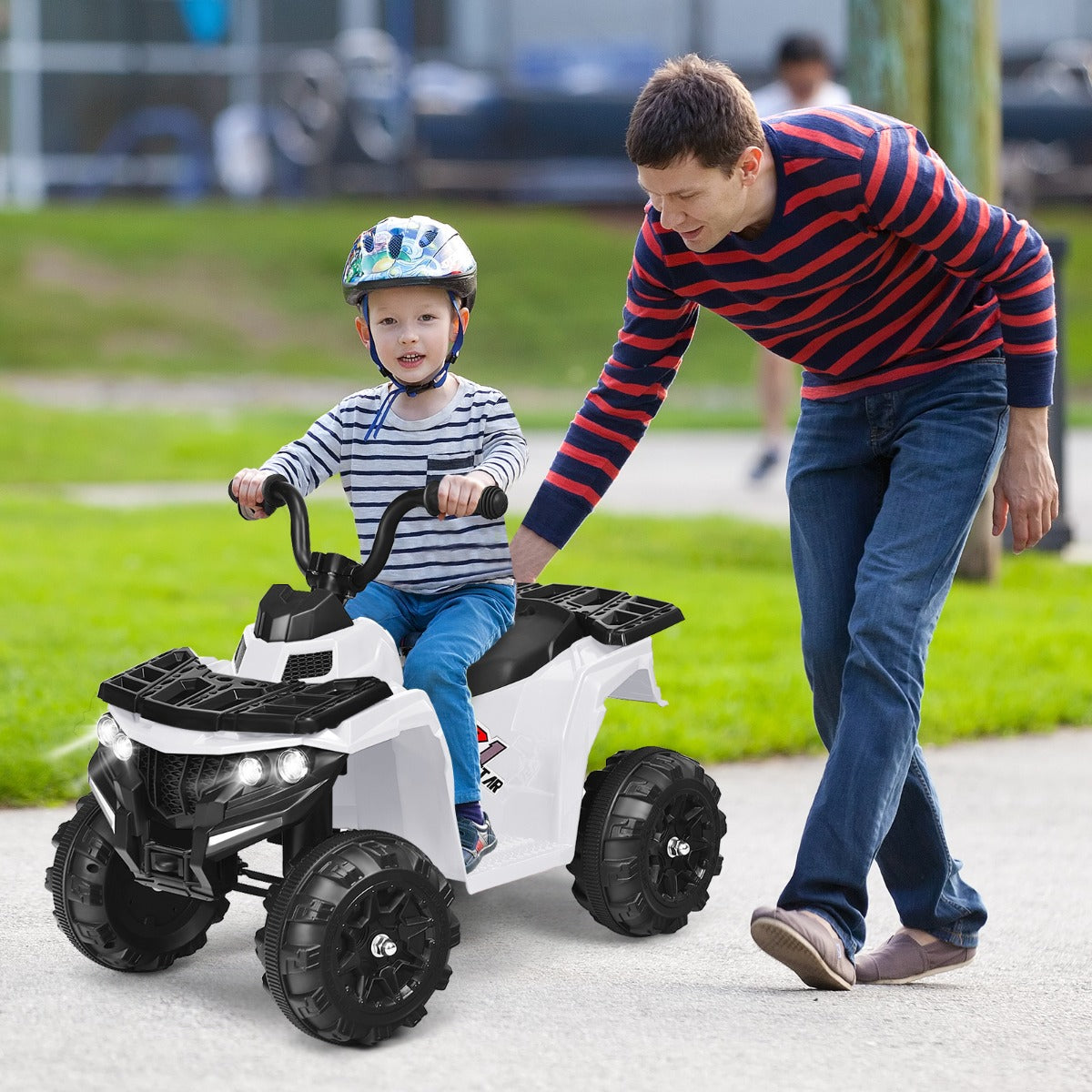 All Terrain Electric Quad Bike for Kids with MP3 and USB-White