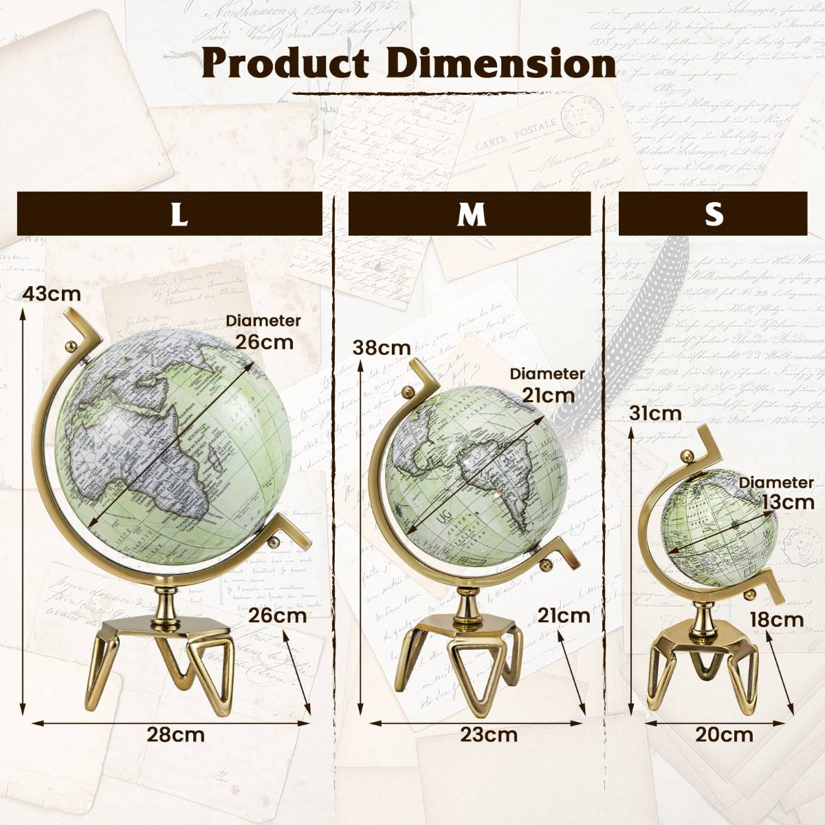 Educational Interactive Globe with Triangle Metal Stand and Metal Meridian-S